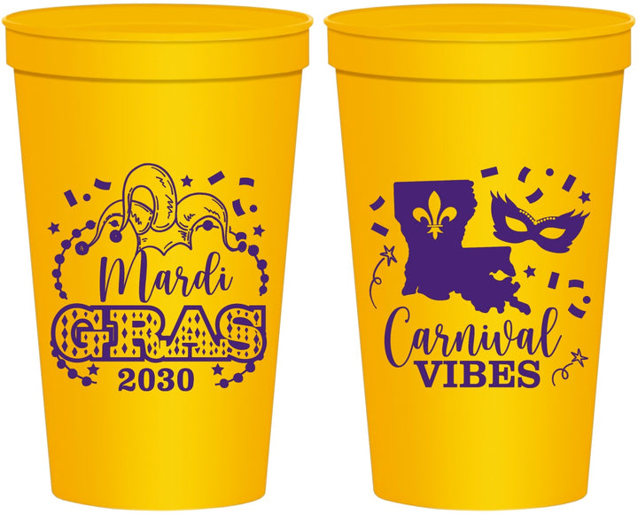 Personalized Mardi Gras 22 oz Stadium Cups - Fleur De Lis Carnaval | 190012