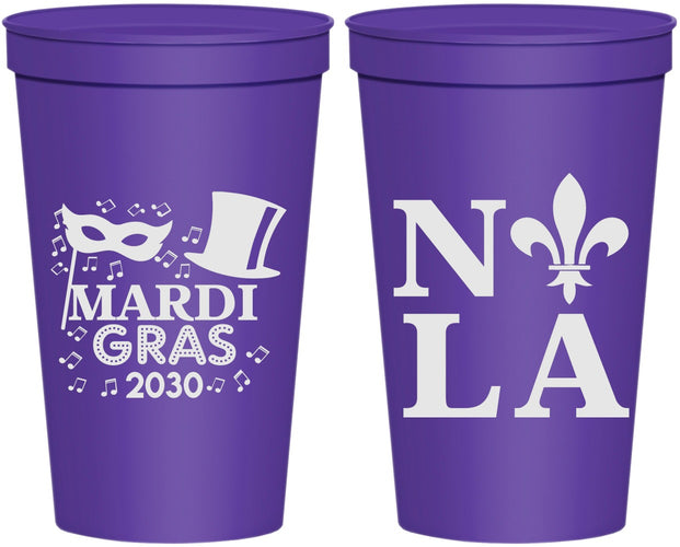 Personalized Mardi Gras 22 oz Stadium Cups - Nola Fleur De Lis | 190014
