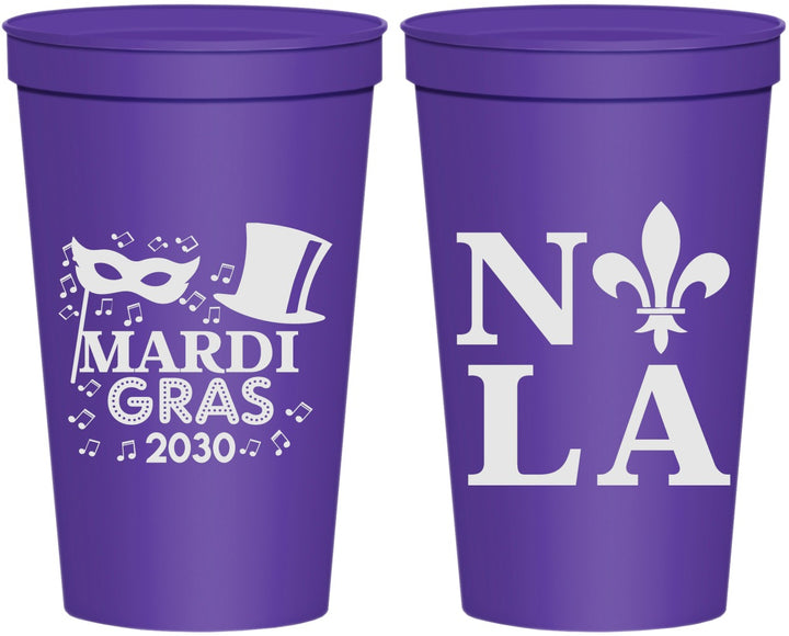Personalized Mardi Gras 22 oz Stadium Cups - Nola Fleur De Lis | 190014