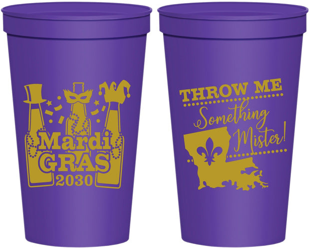 Personalized Mardi Gras 22 oz Stadium Cups - Beads Nola | 190017