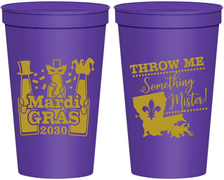 Personalized Mardi Gras 22 oz Stadium Cups - Beads Nola | 190017