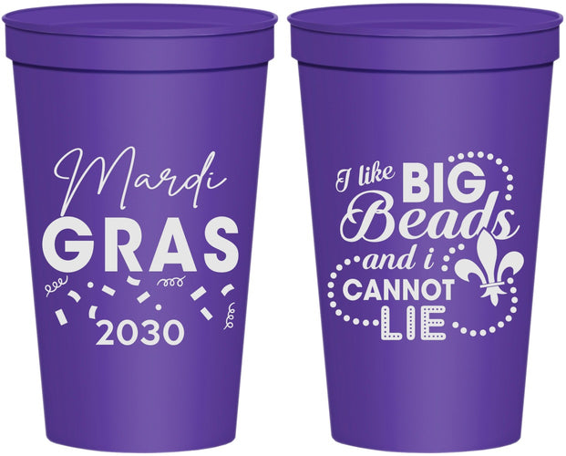 Personalized Mardi Gras 22 oz Stadium Cups - Big Bead Fleur De Lis | 190018