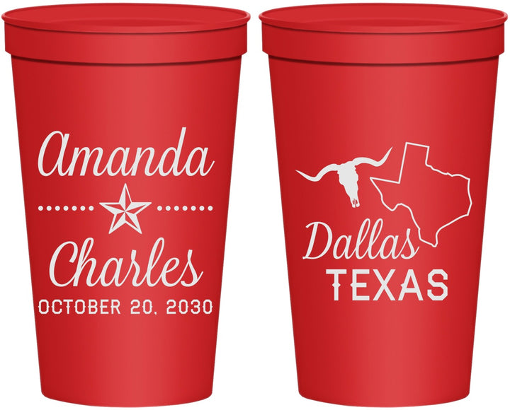 Personalized Wedding 22 oz Stadium Cups - Texas | 192