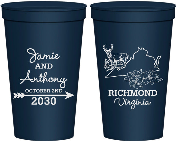 Personalized Wedding 22 oz Stadium Cups - Virginia | 195