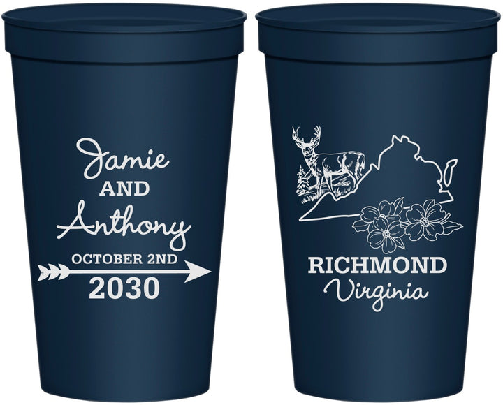Personalized Wedding 22 oz Stadium Cups - Virginia | 195