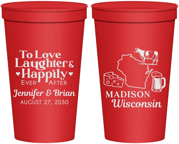Personalized Wedding 22 oz Stadium Cups - Wisconsin | 198
