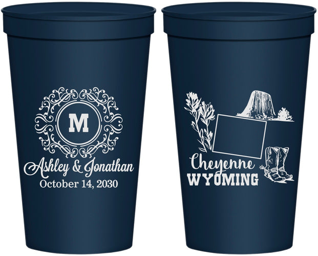 Personalized Wedding 22 oz Stadium Cups - Wyoming | 199
