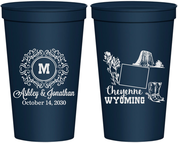 Personalized Wedding 22 oz Stadium Cups - Wyoming | 199