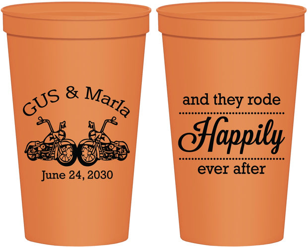 Personalized Wedding 22 oz Stadium Cups - Happily Ever After Motorcycle | 200
