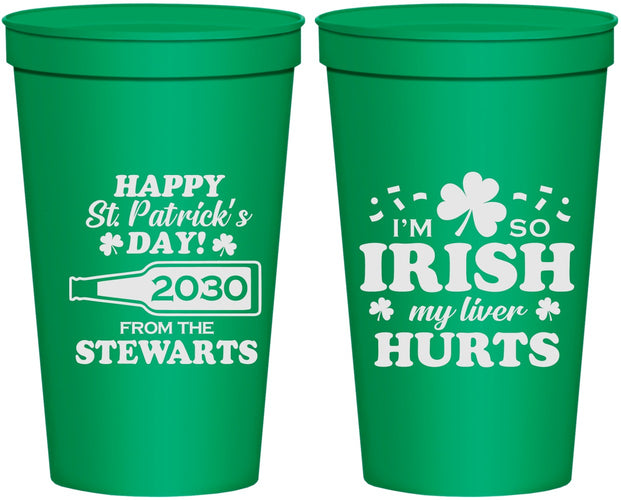 Personalized St Patricks Day 22 oz Stadium Cups - Irish My Liver Hurts | 200000