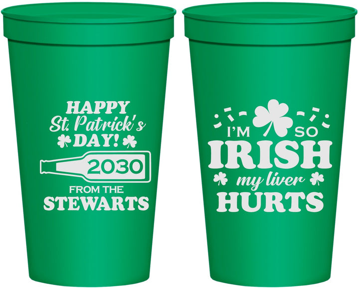 Personalized St Patricks Day 22 oz Stadium Cups - Irish My Liver Hurts | 200000