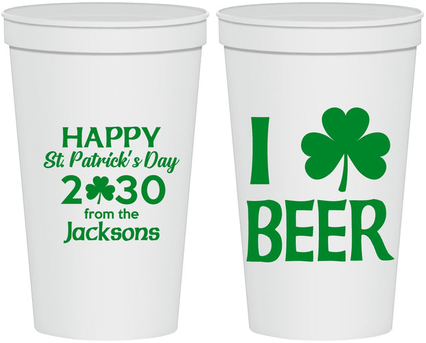 Personalized St Patricks Day 22 oz Stadium Cups - Clover Irish | 200003