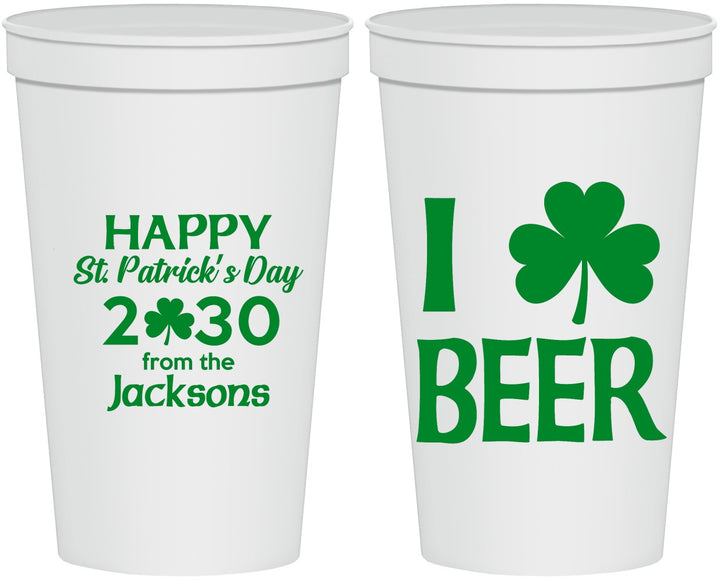 Personalized St Patricks Day 22 oz Stadium Cups - Clover Irish | 200003