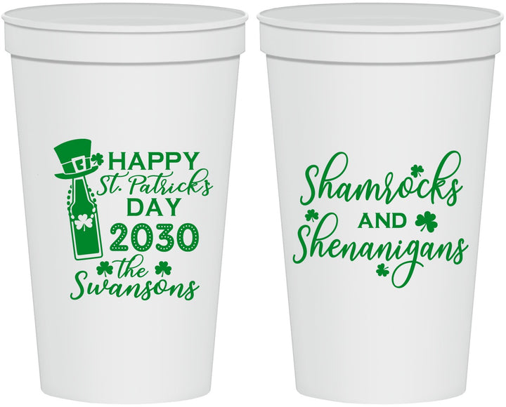 Personalized St Patricks Day 22 oz Stadium Cups - Shamrocks Shenanigans | 200010