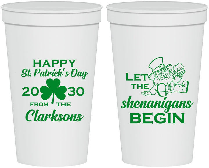 Personalized St Patricks Day 22 oz Stadium Cups - Shenanigans Leprechaun | 200011
