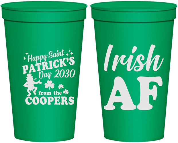 Personalized St Patricks Day 22 oz Stadium Cups - Irish Af Leprechaun | 200012