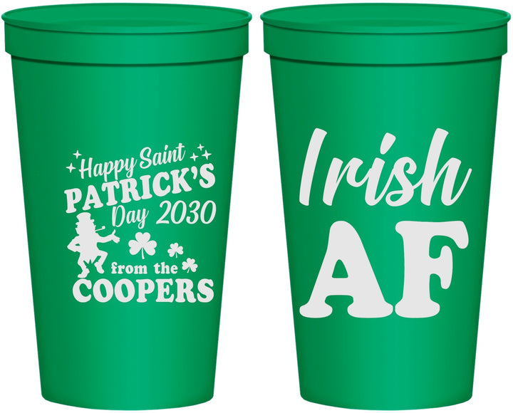 Personalized St Patricks Day 22 oz Stadium Cups - Irish Af Leprechaun | 200012
