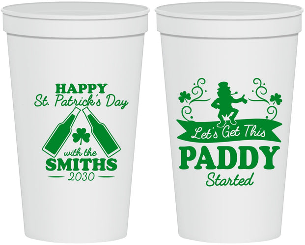 Personalized St Patricks Day 22 oz Stadium Cups - Lets Get The Paddy Started | 200014