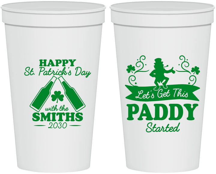Personalized St Patricks Day 22 oz Stadium Cups - Lets Get The Paddy Started | 200014