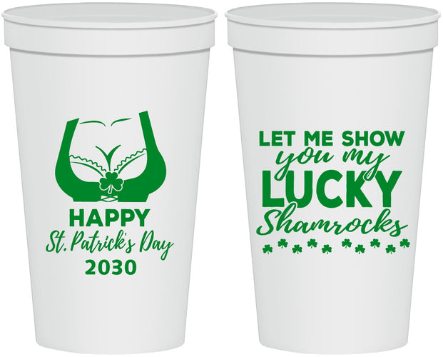 Personalized St Patricks Day 22 oz Stadium Cups - Shamrocks | 200015