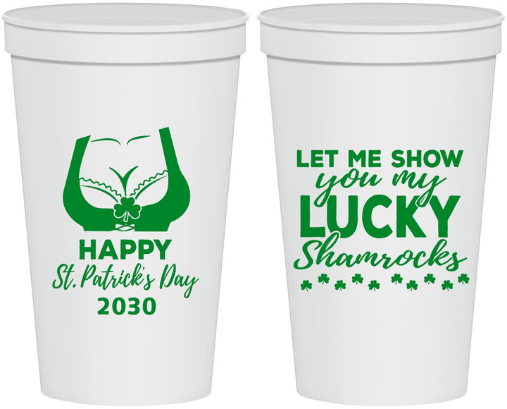 Personalized St Patricks Day 22 oz Stadium Cups - Shamrocks | 200015
