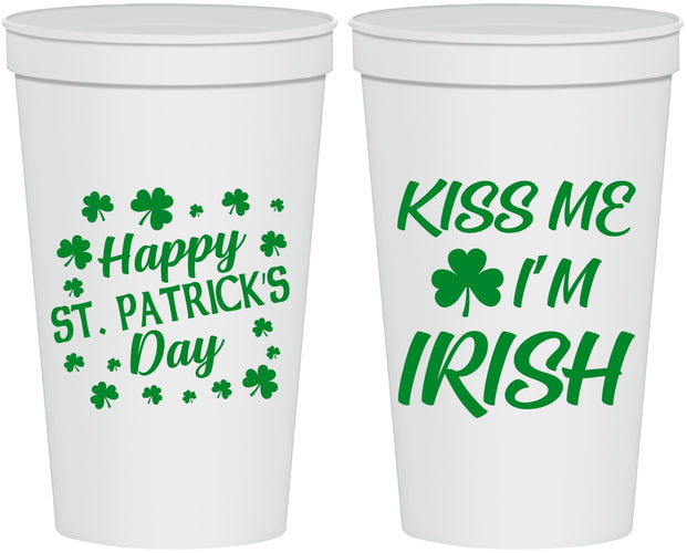 Personalized St Patricks Day 22 oz Stadium Cups - Kiss Me I Am Irish | 200018