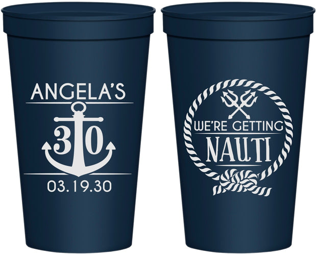 Personalized Birthday 22 oz Stadium Cups - 30th Nautical | 20010