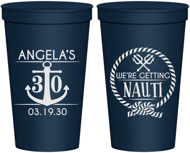 Personalized Birthday 22 oz Stadium Cups - 30th Nautical | 20010
