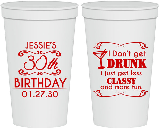 Personalized Birthday 22 oz Stadium Cups - Dirty 30 | 20011