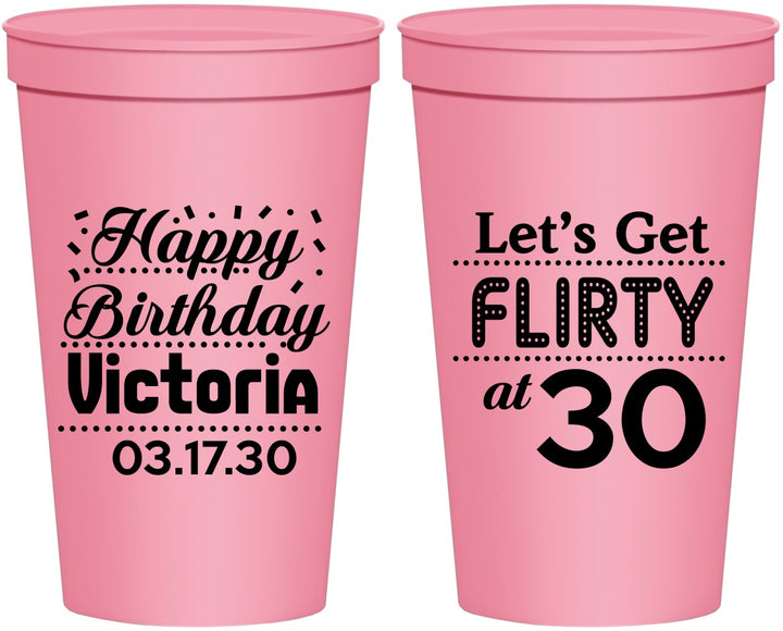 Personalized Birthday 22 oz Stadium Cups - Flirty At 30 | 20015