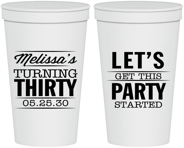 Personalized Birthday 22 oz Stadium Cups - 30th | 20017