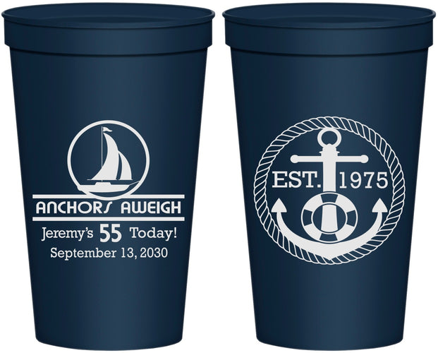 Personalized Birthday 22 oz Stadium Cups - 55th Nautical | 20025