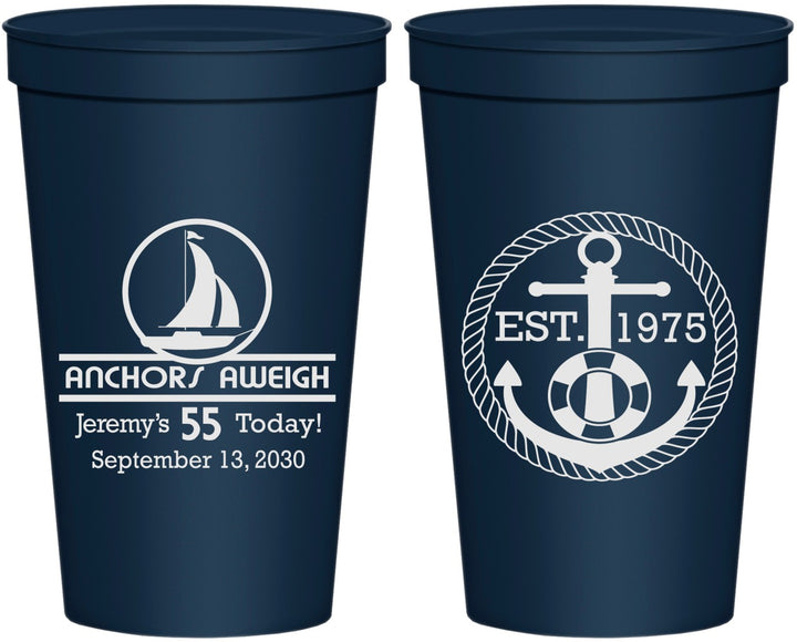 Personalized Birthday 22 oz Stadium Cups - 55th Nautical | 20025