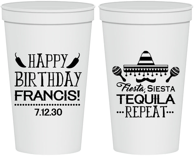Personalized Birthday 22 oz Stadium Cups - Fiesta Siesta Tequila | 20030