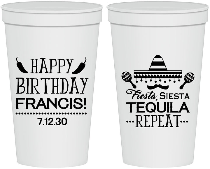 Personalized Birthday 22 oz Stadium Cups - Fiesta Siesta Tequila | 20030