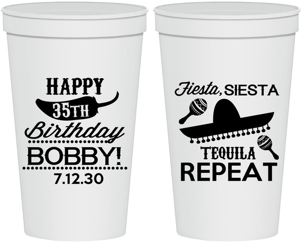 Personalized Birthday 22 oz Stadium Cups - 35th Fiesta Siesta Tequila | 20031