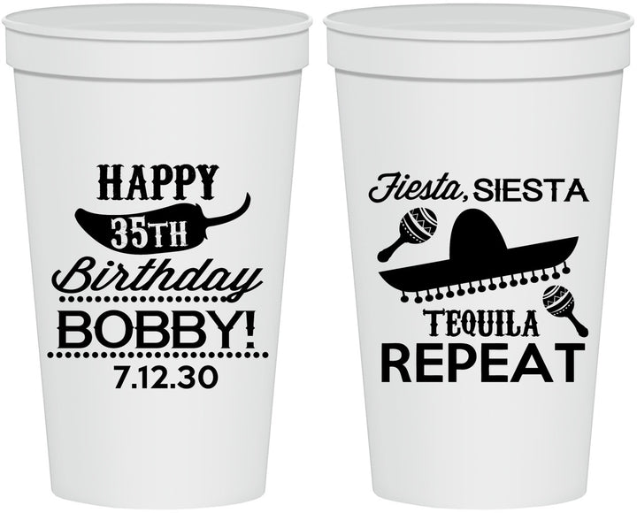 Personalized Birthday 22 oz Stadium Cups - 35th Fiesta Siesta Tequila | 20031