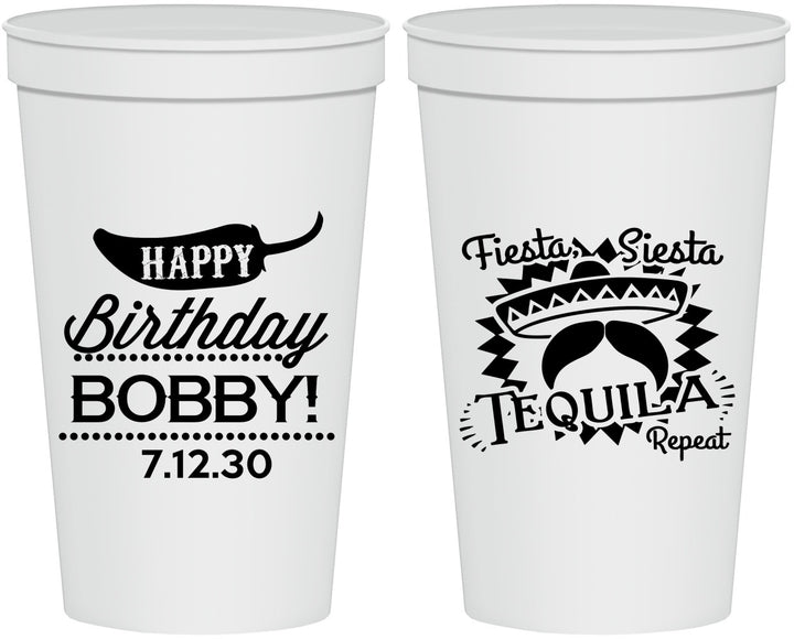 Personalized Birthday 22 oz Stadium Cups - Fiesta Siesta Tequila | 20032