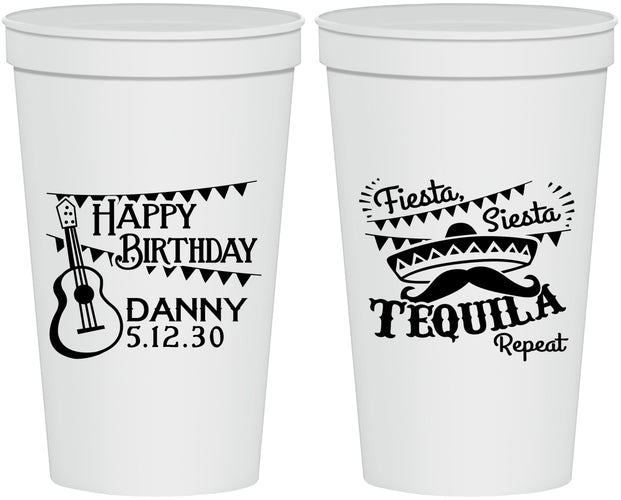 Personalized Birthday 22 oz Stadium Cups - Fiesta Siesta Tequila | 20033