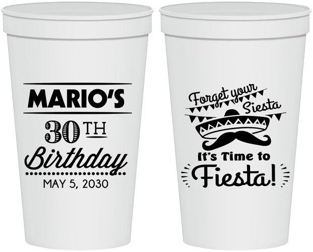 Personalized Birthday 22 oz Stadium Cups - 30th Fiesta | 20034