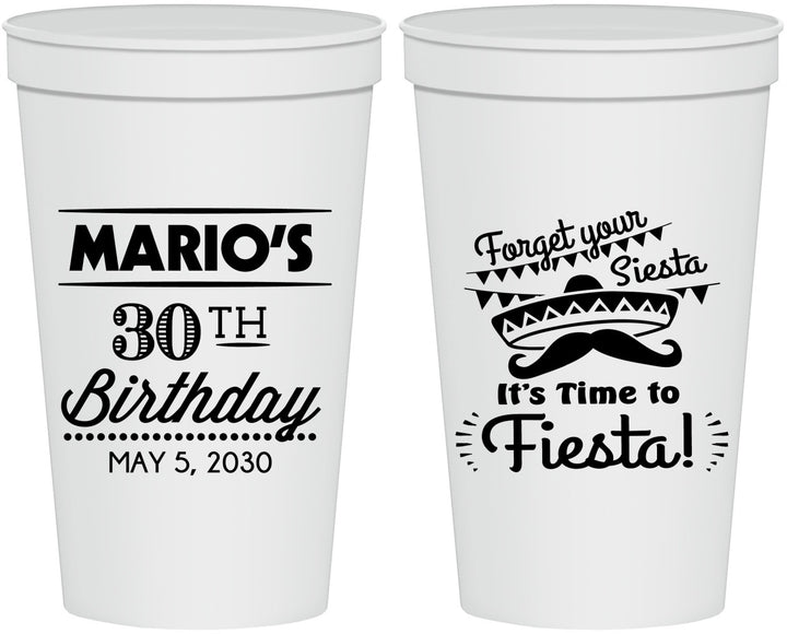 Personalized Birthday 22 oz Stadium Cups - 30th Fiesta | 20034