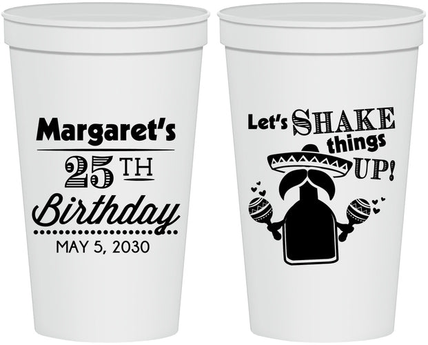 Personalized Birthday 22 oz Stadium Cups - 25th Fiesta | 20035
