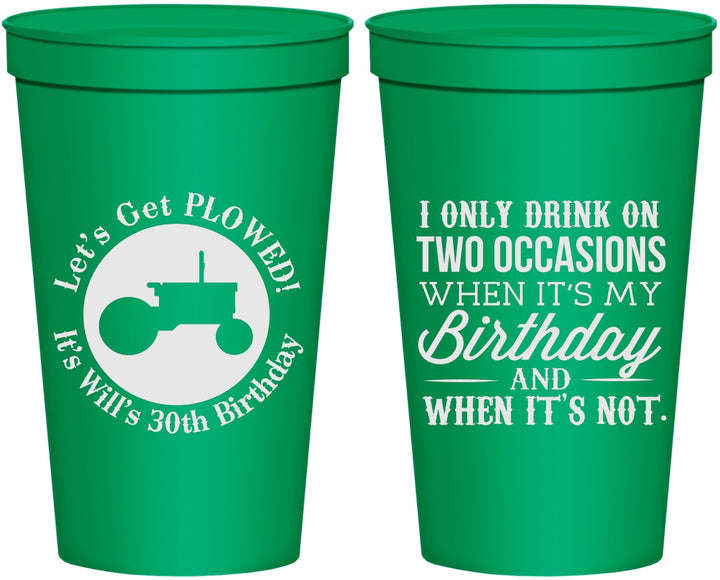 Personalized Birthday 22 oz Stadium Cups - 30th Lets Get Plowed | 20039