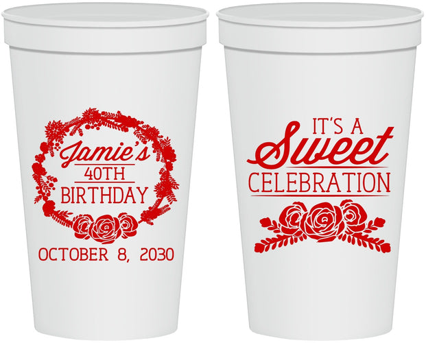 Personalized Birthday 22 oz Stadium Cups - 40th | 20040