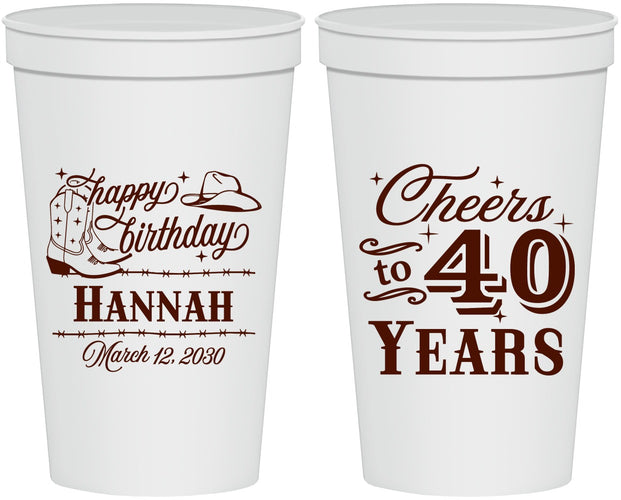 Personalized Birthday 22 oz Stadium Cups - 40th | 20042
