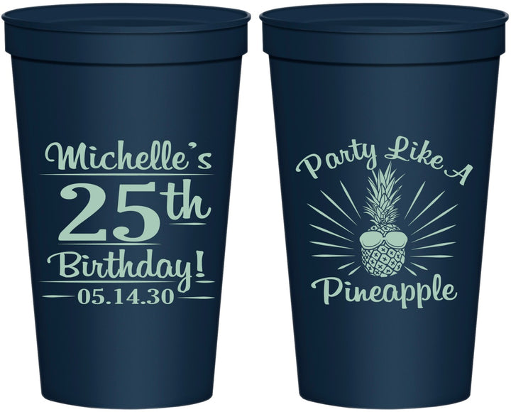 Personalized Birthday 22 oz Stadium Cups - 25th Pineapple | 20043