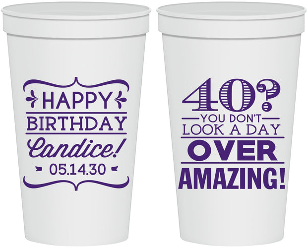 Personalized Birthday 22 oz Stadium Cups - 40th | 20044