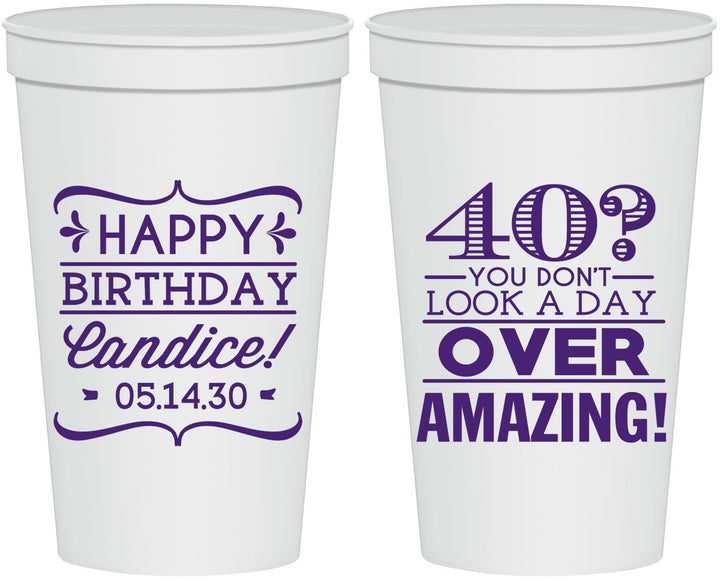 Personalized Birthday 22 oz Stadium Cups - 40th | 20044