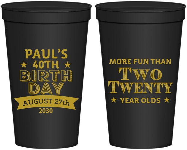 Personalized Birthday 22 oz Stadium Cups - 40th | 20045