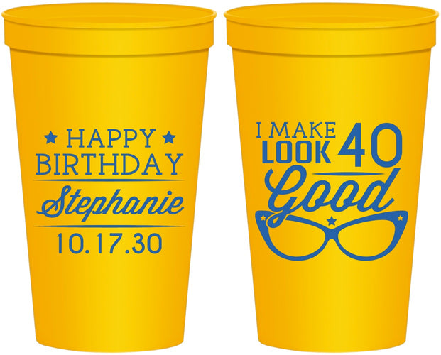 Personalized Birthday 22 oz Stadium Cups - 40th | 20048